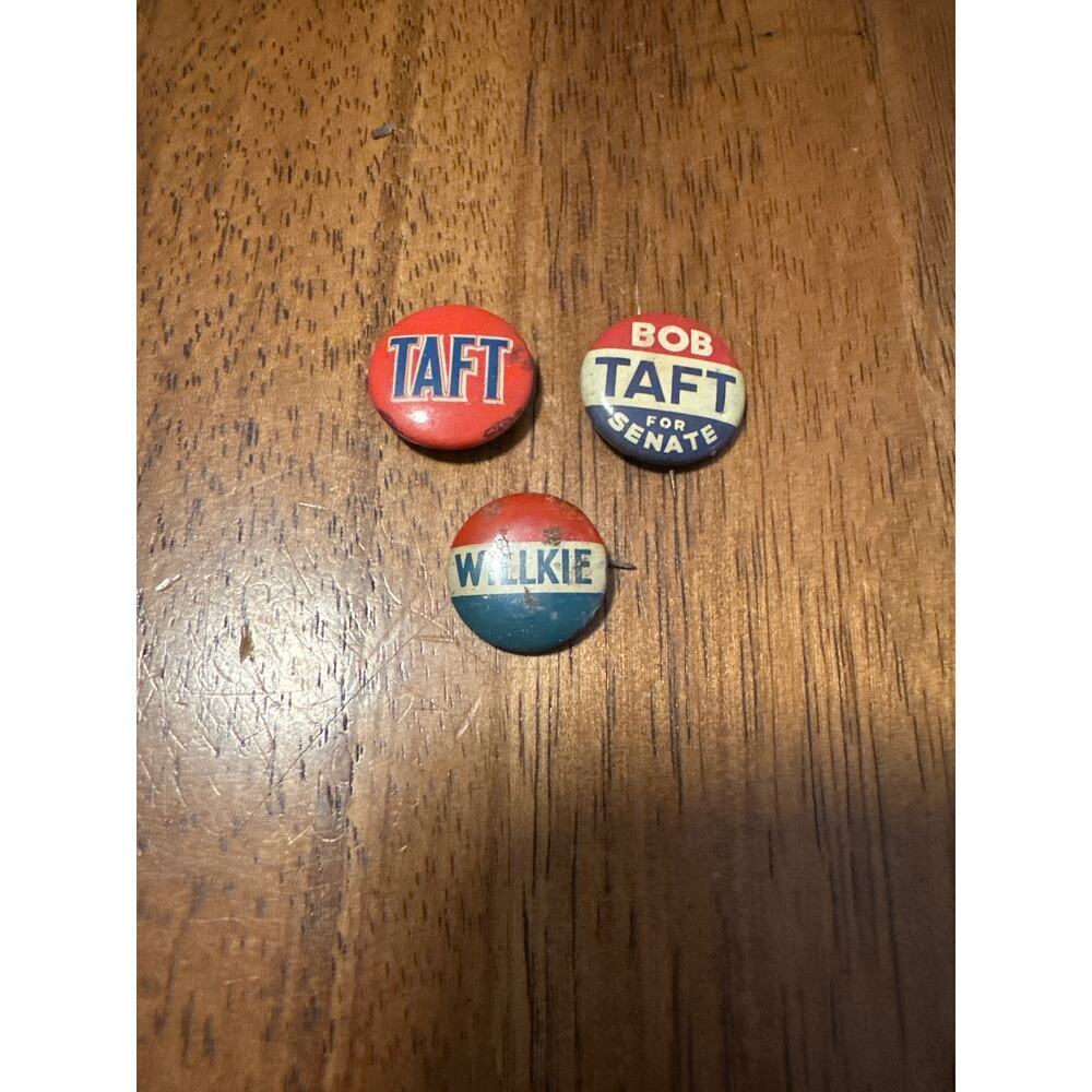 Vintage Political Pins Buttons Taft Willkie